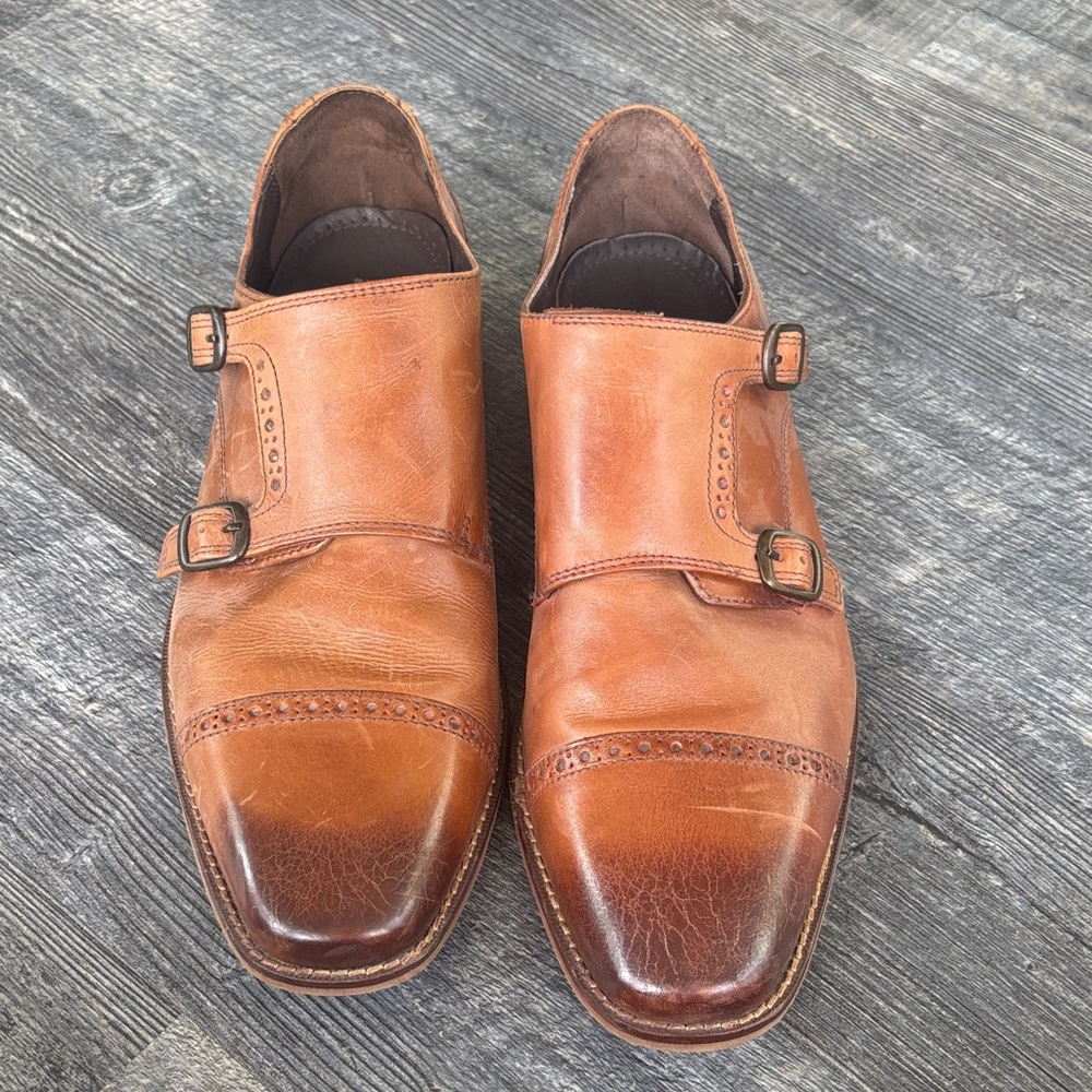 Florsheim Men's Tan Leather Double Monk Strap Oxfords